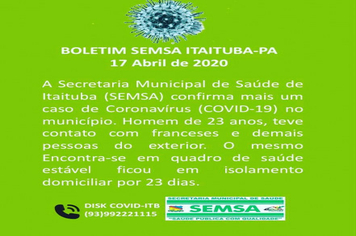 Foto - BOLETIM CORONAVIRUS - MARÇO E ABRIL