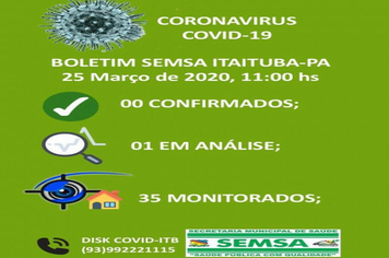 Foto - BOLETIM CORONAVIRUS - MARÇO E ABRIL