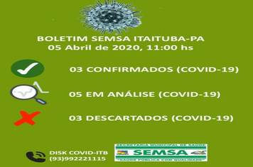 Foto - BOLETIM CORONAVIRUS - MARÇO E ABRIL