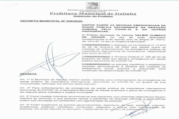 Foto - DECRETO MUNICIPAL Nº 036/2020.