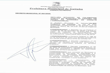 Foto - DECRETO MUNICIPAL Nº 062/2020