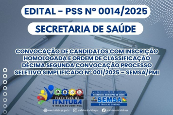 EDITAL DE CONVOCAÇÃO PSS Nº 0014/2025