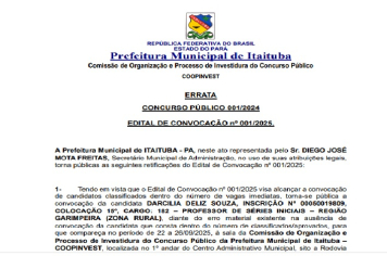 ERRATA  - CONCURSO PÚBLICO 001/2024