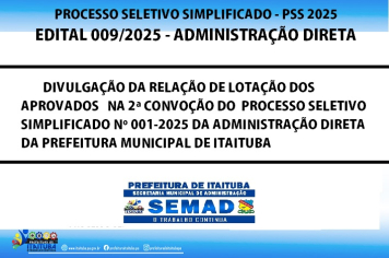 EDITAL Nº 009/2025 - PSS ADMINISTRAÇÃO DIRETA