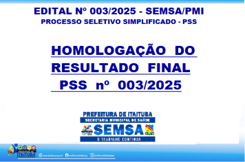 EDITAL Nº 003/2025 – SEMSA/PMI - PROCESSO SELETIVO SIMPLIFICADO/PSS