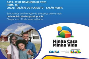 PREFEITO RECEBE CONVITE PARA PARTICIPAR DA 1° REUNIÃO DO MINHA CASA MINHA VIDA EM BRASÍLIA-DF 