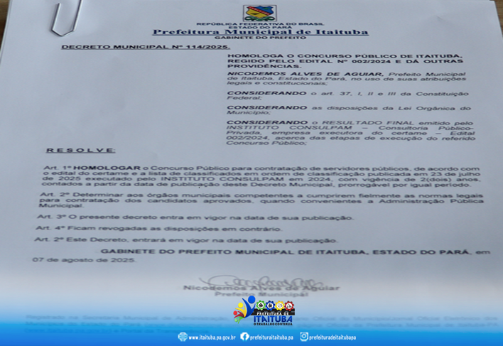 HOMOLOGADO CONCURSO PÚBLICO DA PREFEITURA DE ITAITUBA PARA SERVIDORES DA COORDENADORIA MUNICIPAL DE TRÂNSITO – COMTRI.