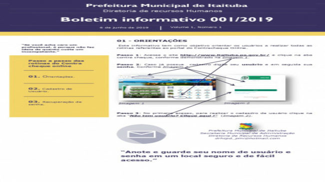 INFORMATIVO DRH 001/2019 - ORIENTAÇÕES SOBRE O NOVO PORTAL DO CONTRACHEQUE ONLINE