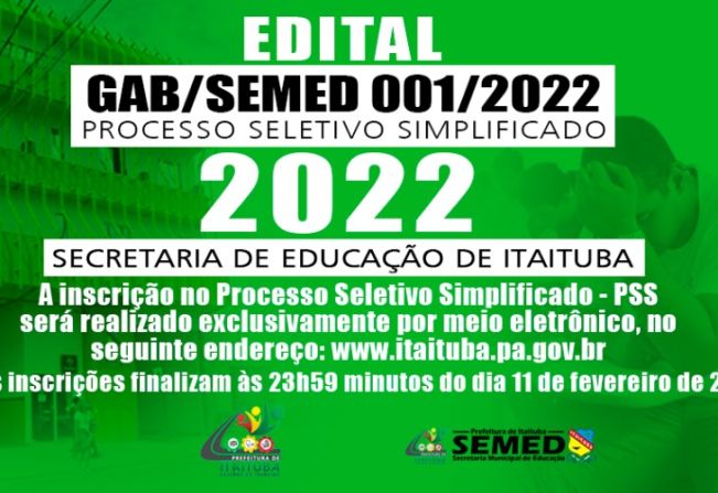 PROCESSO SELETIVO SIMPLIFICADO 001/2022 - SEMED