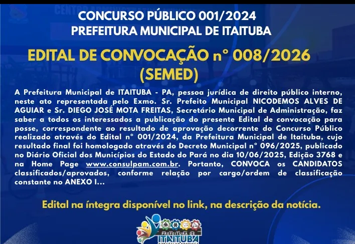 EDITAL DE CONVOCAÇÃO nº 008/2026