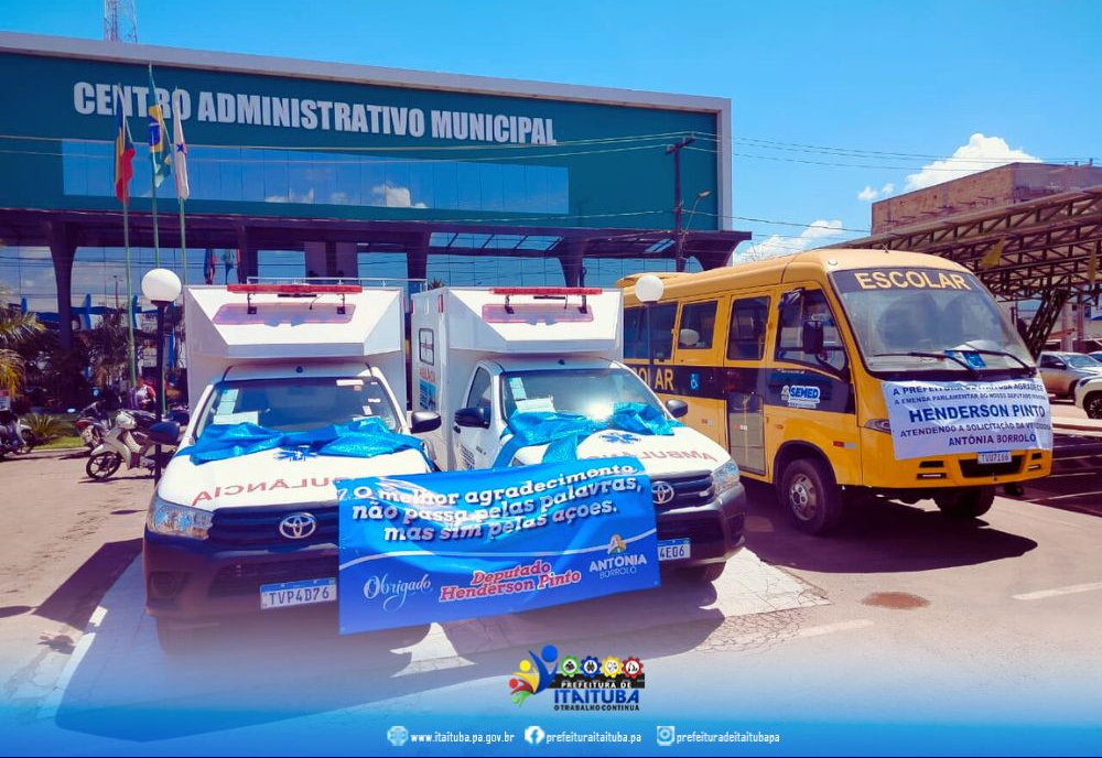 PREFEITURA DE ITAITUBA ENTREGA MAIS DUAS AMBULÂNCIAS E DOIS MICROÔNIBUS, AMPLIANDO E MELHORANDO A FROTA DE VEÍCULOS DAS SECRETARIAS DE SAÚDE E EDUCAÇÃO.