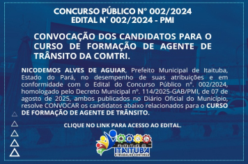 CONCURSO PÚBLICO Nº 002/2024 - PREFEITURA MUNICIPAL DE ITAITUBA