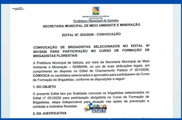 CONVOCAÇÃO DE BRIGADISTAS SELECIONADOS NO EDITAL Nº 001/2026