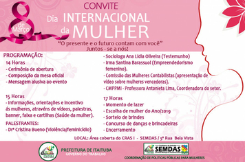 CONVITE DIA INTERNACIONAL DA MULHER.