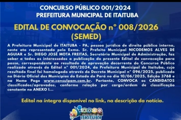EDITAL DE CONVOCAÇÃO nº 008/2026