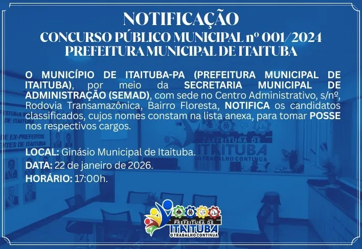 NOTIFICAÇÃO-POSSE- CONCURSO PÚBLICO Nº 001/2024/PMI-SEMED