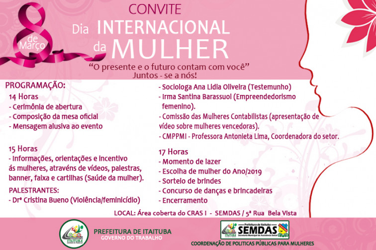 CONVITE DIA INTERNACIONAL DA MULHER.