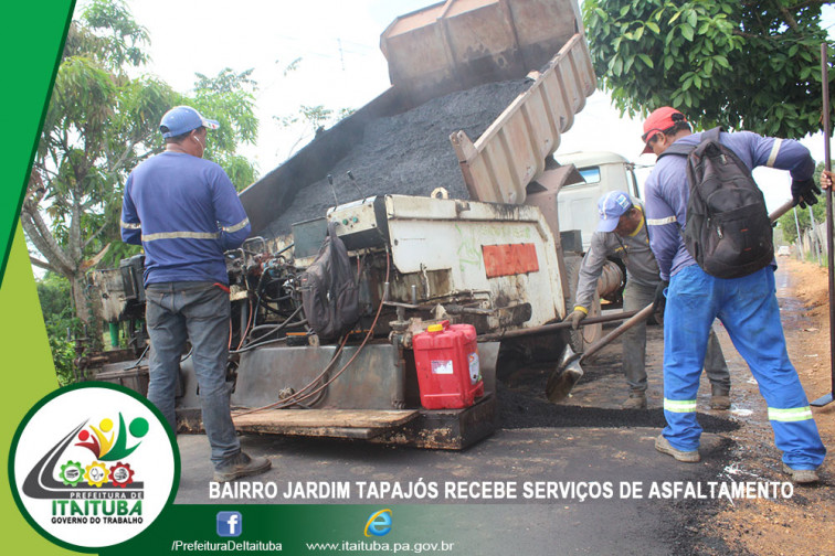 BAIRRO JARDIM TAPAJÓS RECEBE SERVIÇOS DE ASFALTAMENTO