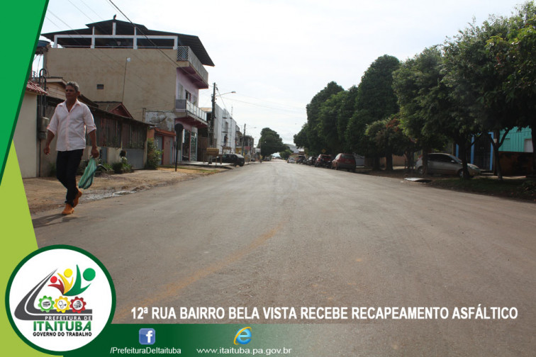 TRECHO DA DÉCIMA SEGUNDA 12ª RUA BAIRRO BELA VISTA RECEBE RECAPEAMENTO ASFÁLTICO e MEIO FIO