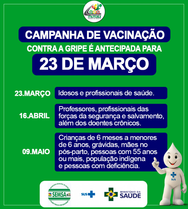 ANTECIPAÇÃO DA CAMPANHA DE VACINAÇÃO DEVE ACONTECER DIA 23